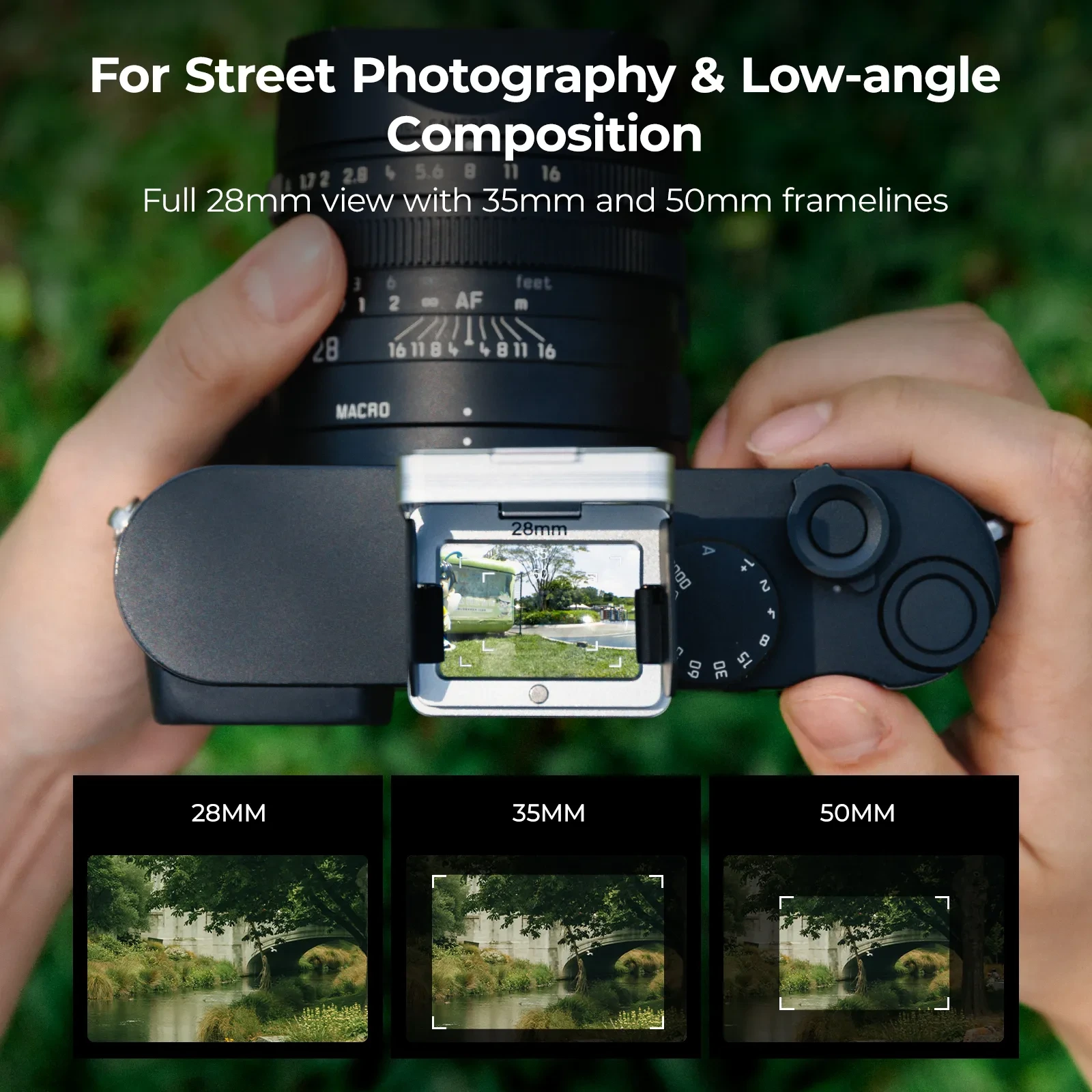 28mm, 35mm and 50mm framing guides in the SmallRig viewfinder