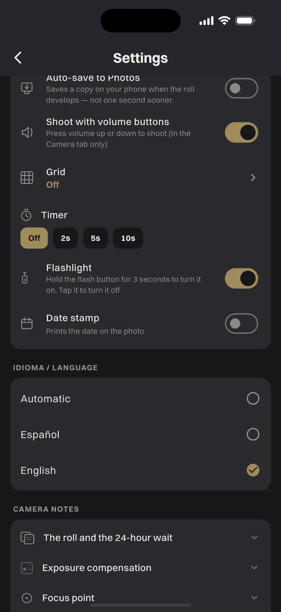 WorthWait settings showing timer, grid and saving options