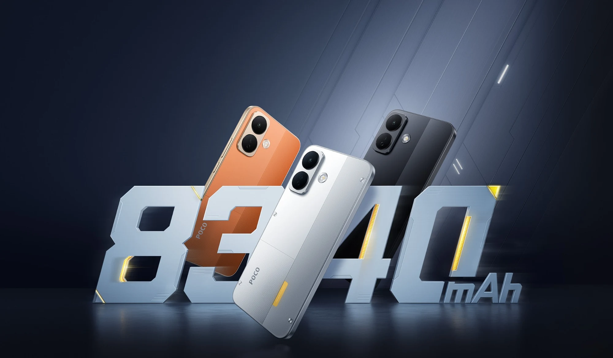 POCO X8 μπροστά από γραφικό 8340mAh